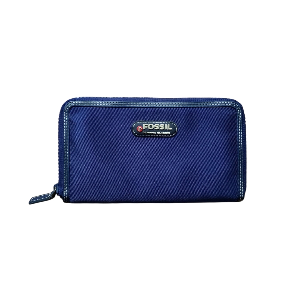 Fossil geniune classic checkbook organizer zip around wallet